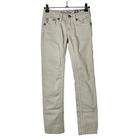 Miss Me Light Gray Embellished Skinny Jeans 10 - Picture 2 of 6